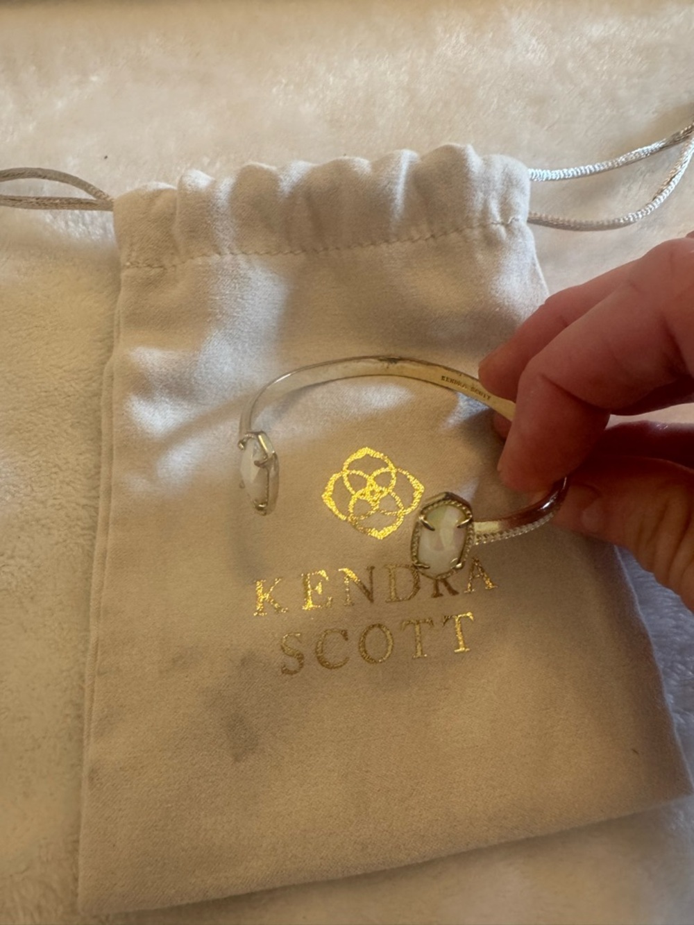 Kendra Scott Elton Gold Cuff Bracelet in Ivory Mother-of-Pearl